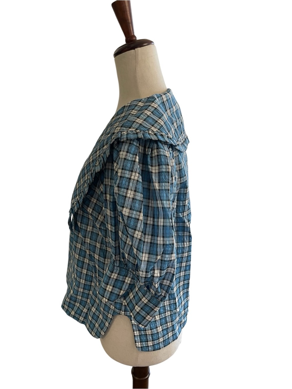 GANNI Seersucker Plaid Collar Blouse - Picture 9 of 15